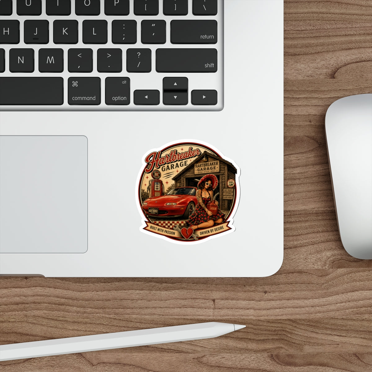 Hartbreaker Garage pinup car sticker | Die-Cut Sticker