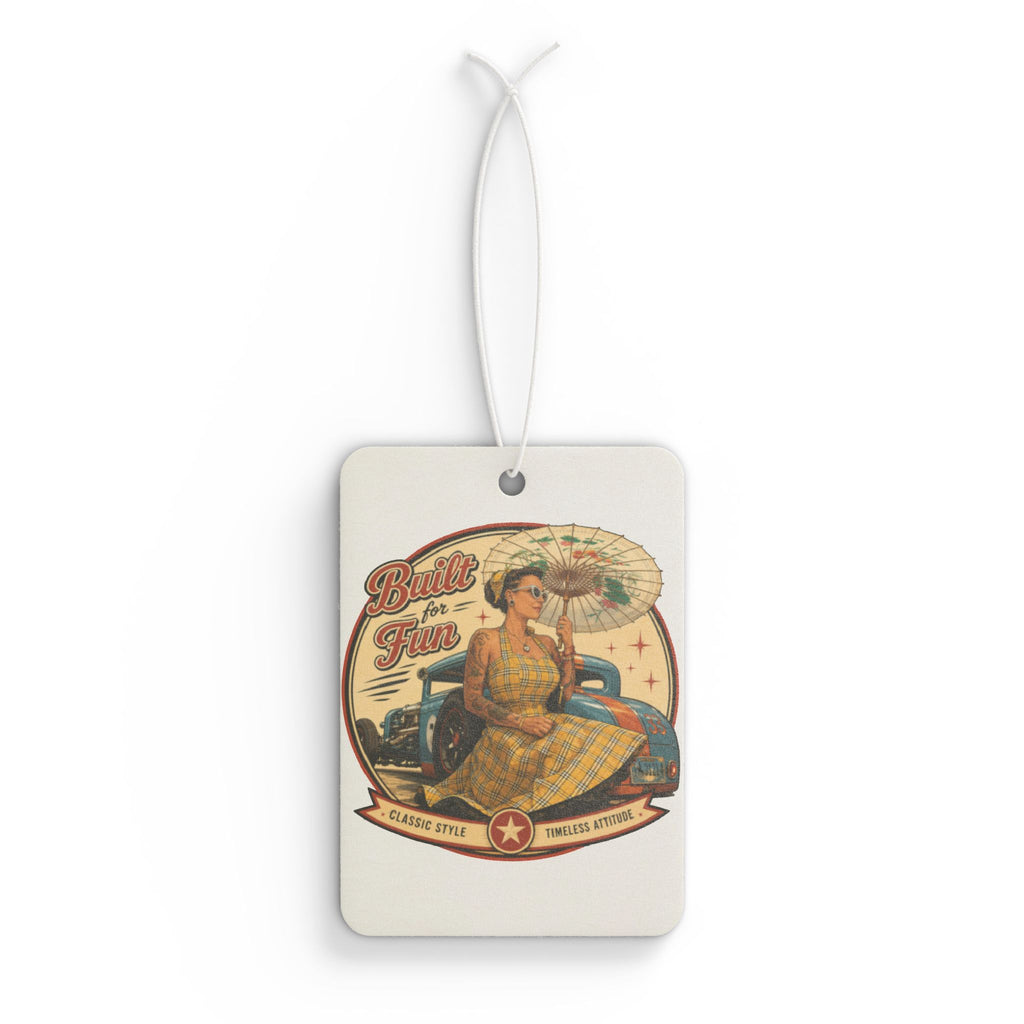 Built for Fun Muscle Car Car Air Freshener | Vintage Garage, Pinup Illustration