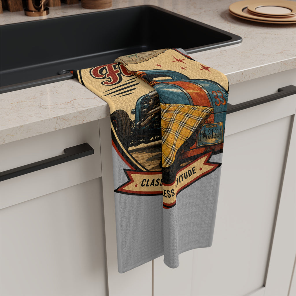 Built for Fun Pinup Art Microfiber Towel | Retro Car, Vintage Gas Pump