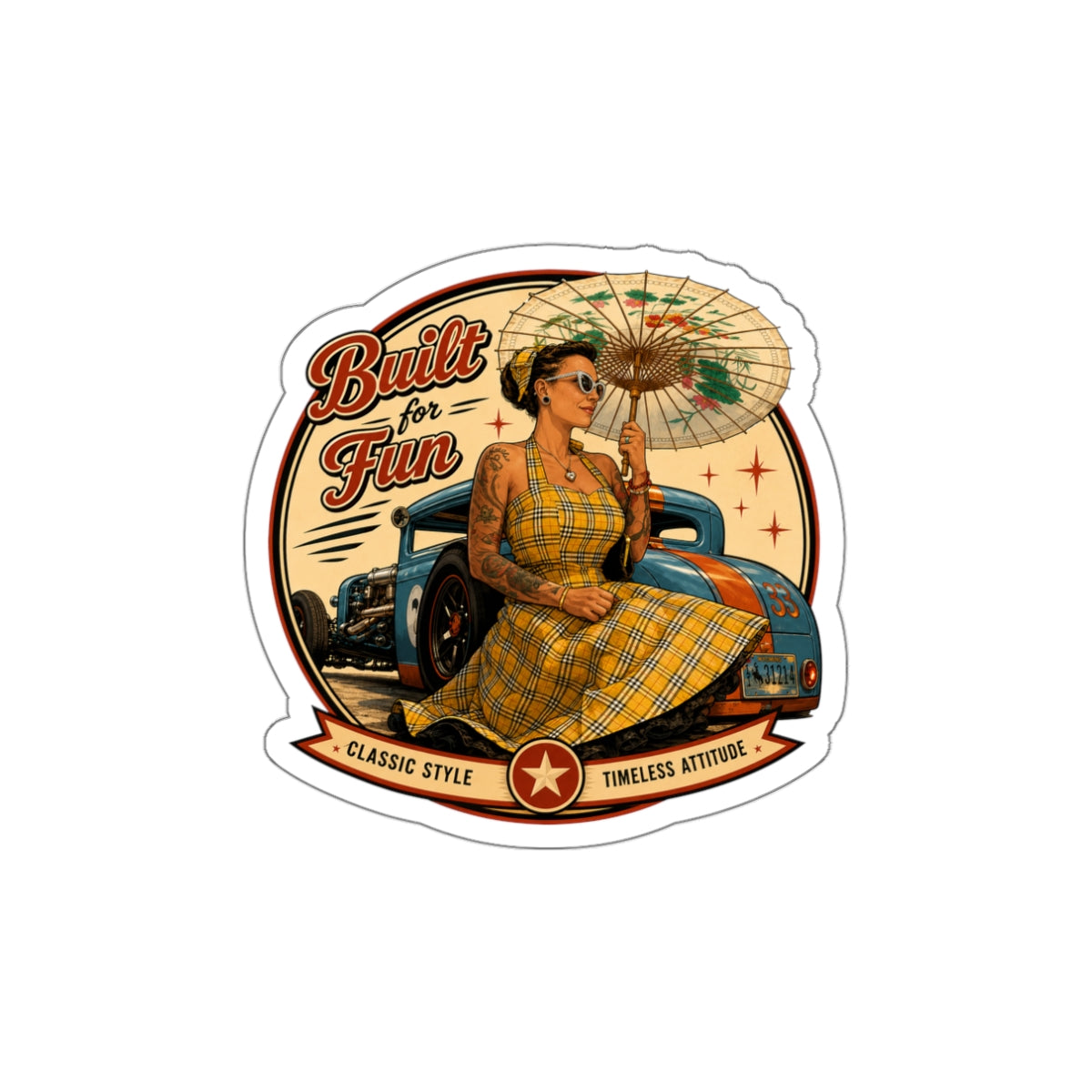 Built for Fun Hartbreaker Garage pinup car sticker | Die-Cut Sticker