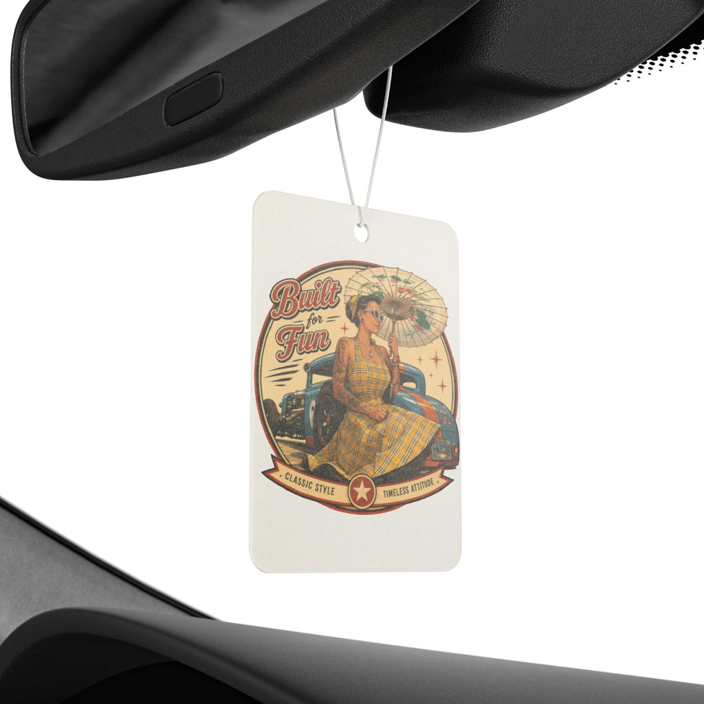 Built for Fun Muscle Car Car Air Freshener | Vintage Garage, Pinup Illustration
