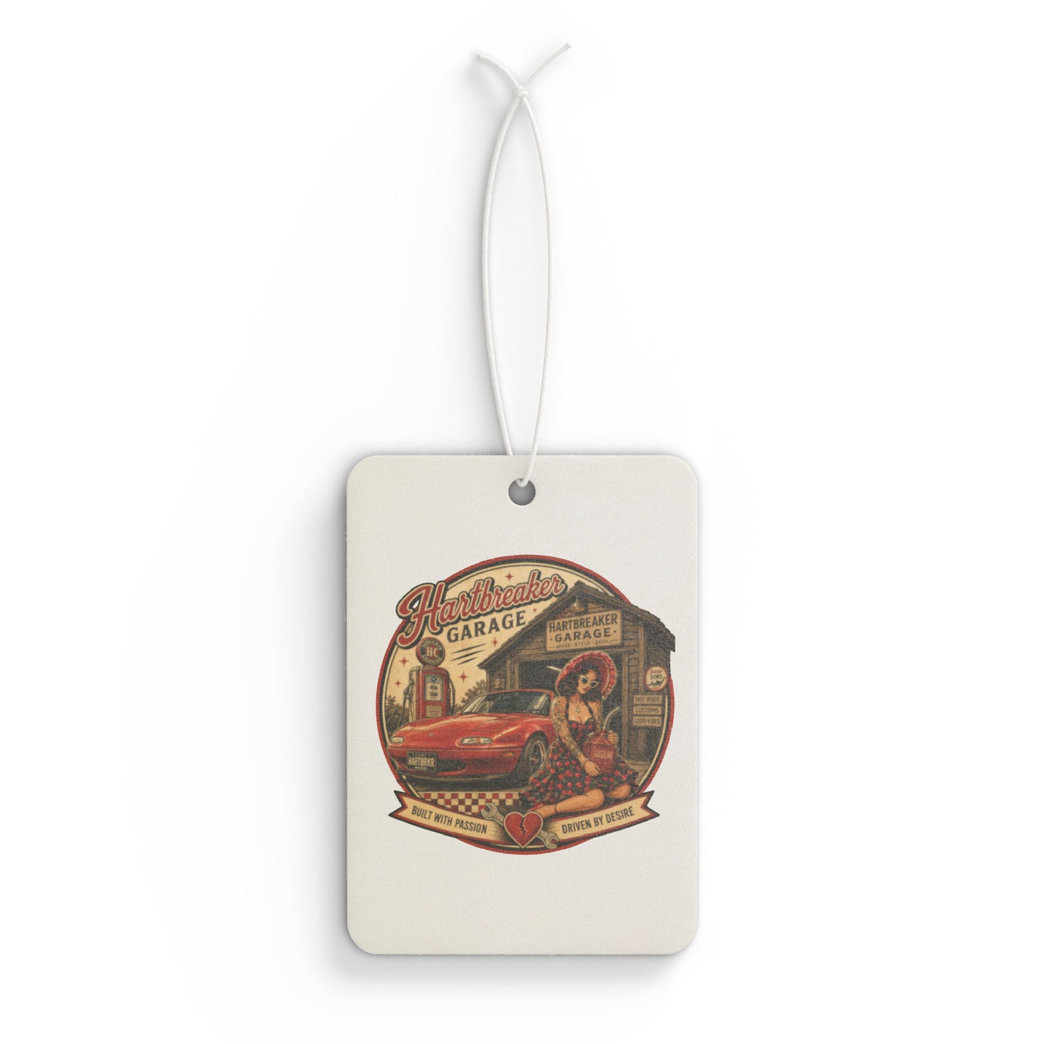 Retro Muscle Car Car Air Freshener | Vintage Garage, Pinup Illustration