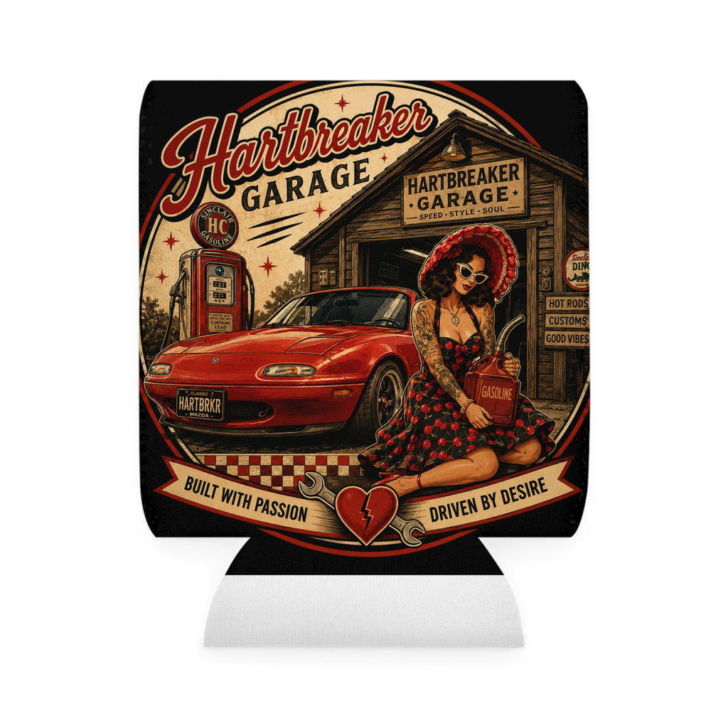 Heartbreaker Garage Retro Pinup Can Cooler Sleeve | Beverage Insulator