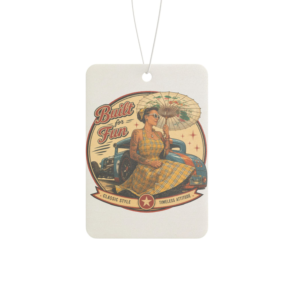 Built for Fun Muscle Car Car Air Freshener | Vintage Garage, Pinup Illustration