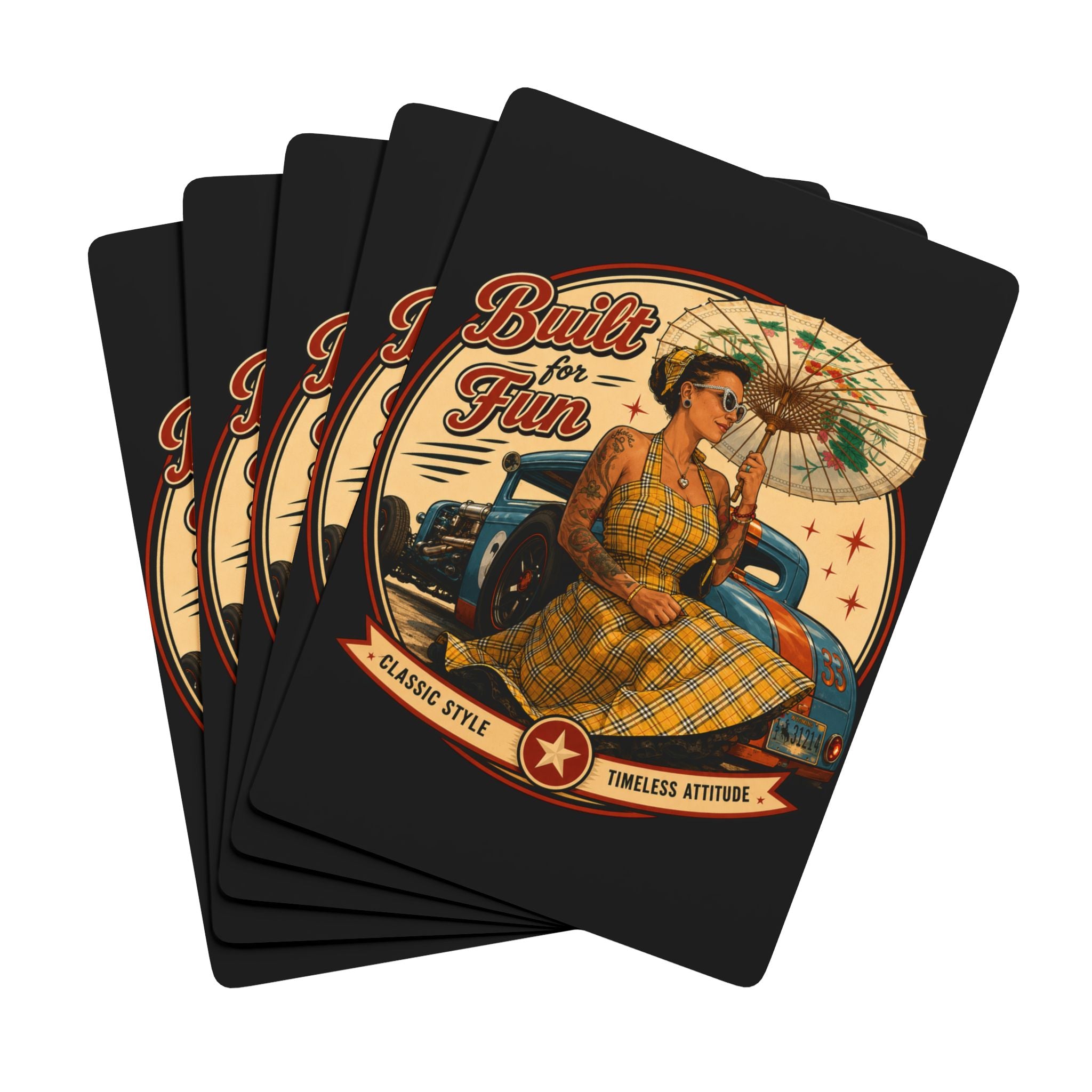 Heartbreaker Garage Pinup Car Poker Playing Cards | Retro Pinup Ace Spade Design