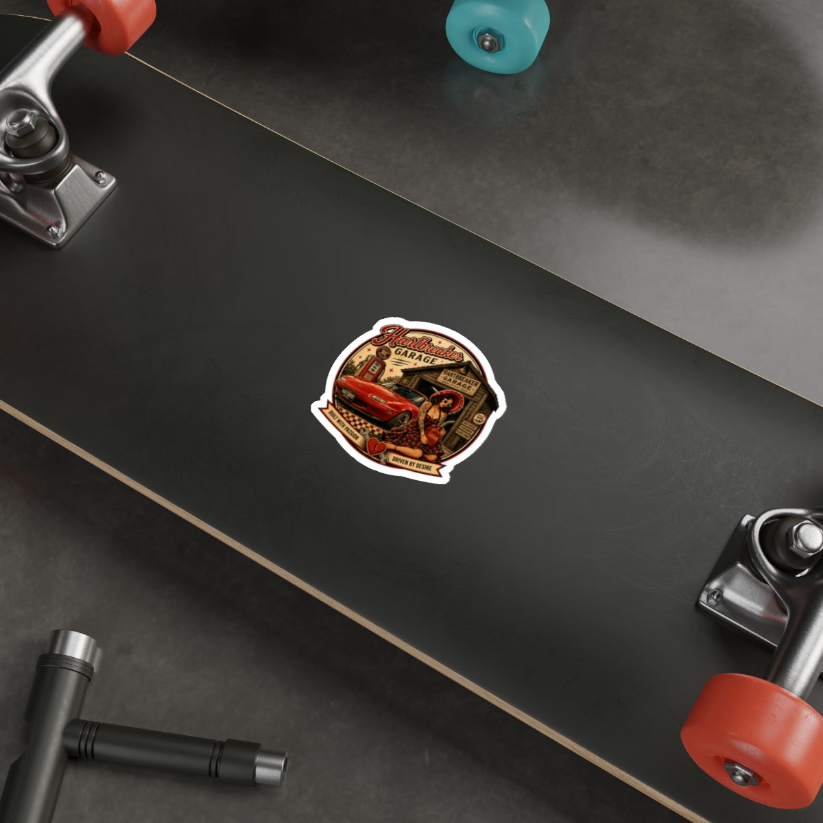 Hartbreaker Garage pinup car sticker | Die-Cut Sticker