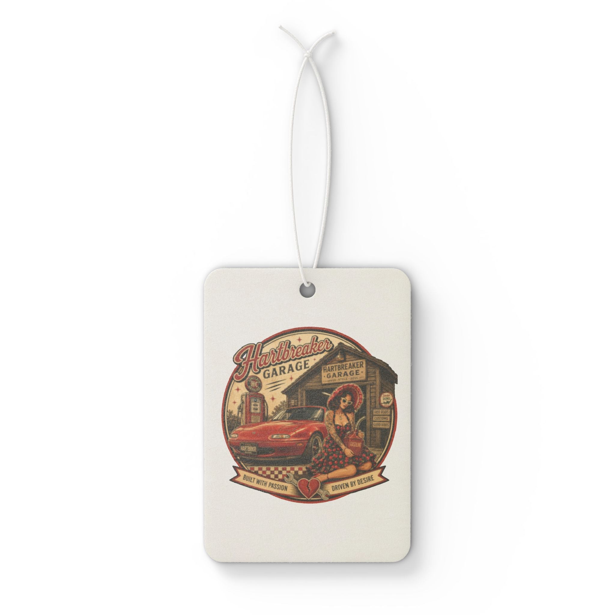Retro Muscle Car Car Air Freshener | Vintage Garage, Pinup Illustration