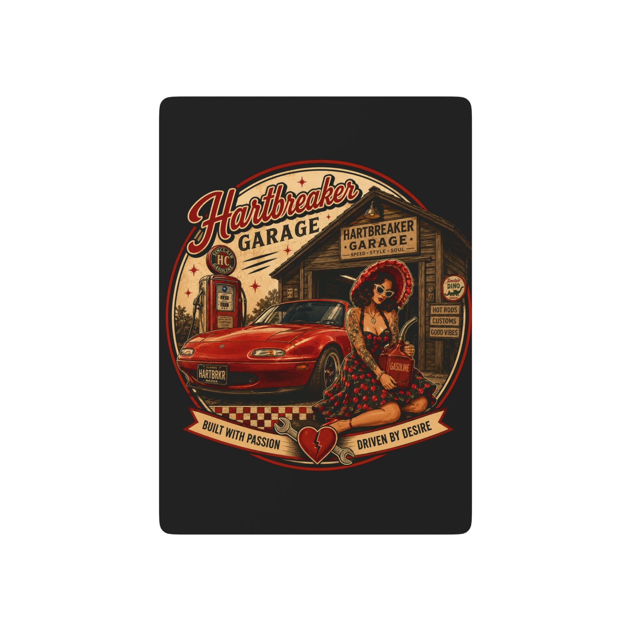 Heartbreaker Garage Pinup Car Poker Playing Cards | Retro Pinup Ace Spade Design